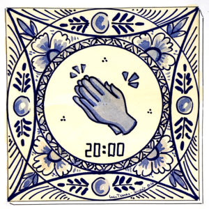 Azulejo tradicional cerámica española decorativo recuerdo confinamiento 2020 souvenir aplauso sanitario